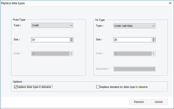 Replacing data types